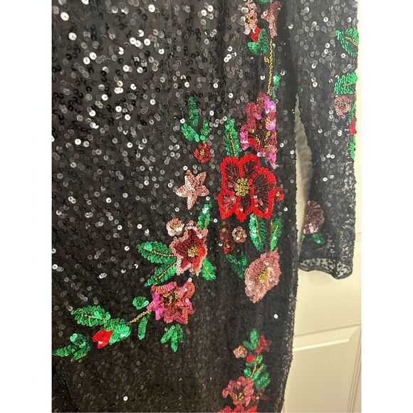 Mac Duggal Sz 16 Style5596 Black Floral Sequin Formal Evening Gown NWT MSRP $698 - Picture 12 of 12